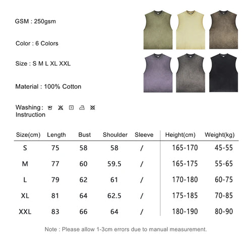 Obsidian Phoenix Luxury 250gsm Washed Cotton Tank Top - Unisex Retro Relaxed-Fit Sleeveless Vest