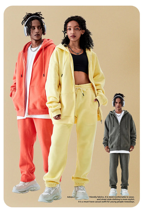 Obsidian Phoenix Luxury 350gsm Fleece Sweatpants and Zipper Hoodie Set