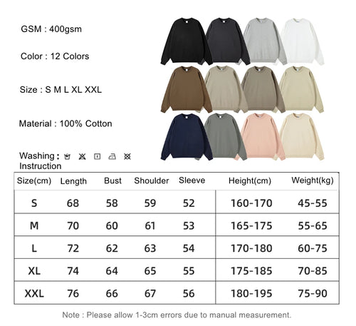 Obsidian Phoenix Unisex Luxury 100% Cotton Sweatshirt - 400gsm Oversized Terry O-Neck Solid Pullover