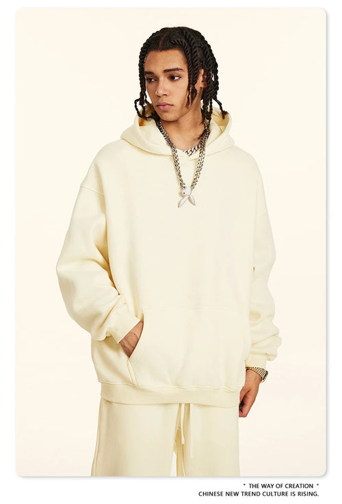 Obsidian Phoenix Unisex Luxury Fleece Hoodie - 345gsm Relaxed-Fit Warm Solid Hooded Pullover