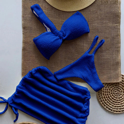 Obsidian Phoenix Women's Luxury 3-Piece Micro Bikini Set - Sexy Brazilian Thong Swimwear for Beachwear