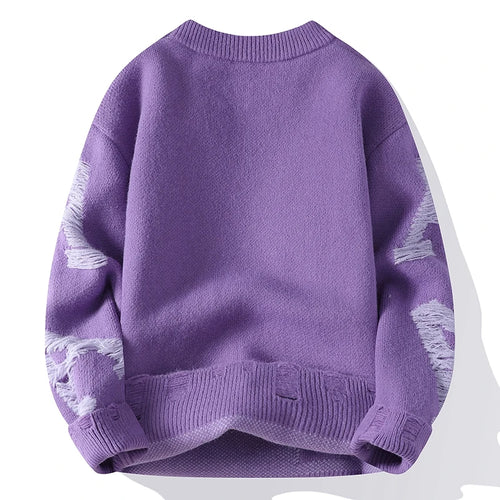 Obsidian Phoenix Luxury Letter-Printed Sweater - High-End Thick Warm Korean Harajuku Men’s Christmas Jumper
