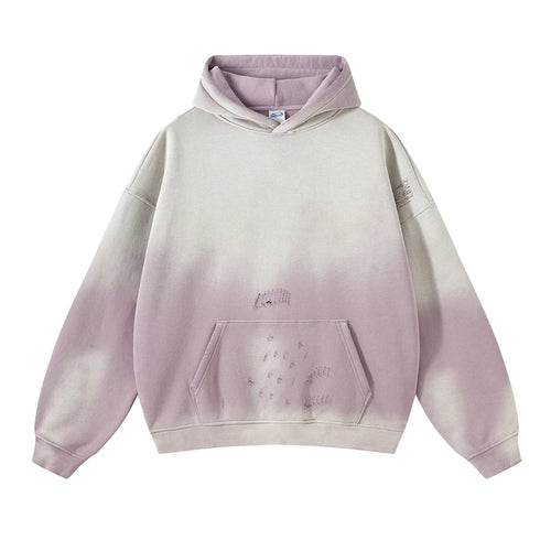 Obsidian Phoenix Unisex Luxury Monkey Washed Hoodie - 360gsm Loose-Fit Ripped Warm Fleece Hooded Pullover