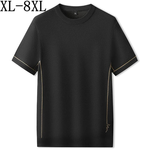 Obsidian Phoenix Luxury Wool Pullover - High-End Soft Warm Short Sleeve Men’s Sweater for Business Casual Wear in Sizes Up to 8XL