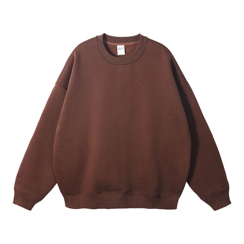 Obsidian Phoenix Luxury 350gsm Fleece Sweatshirt - Unisex Loose-Fit Solid O-Neck Thick Warm Pullover