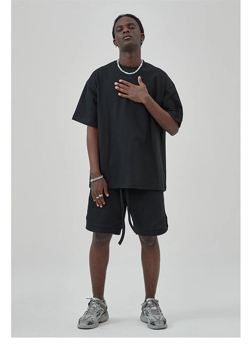 Obsidian Phoenix Luxury 385gsm Heavyweight Cotton T-Shirt - Unisex Oversized High-Street Solid Tee