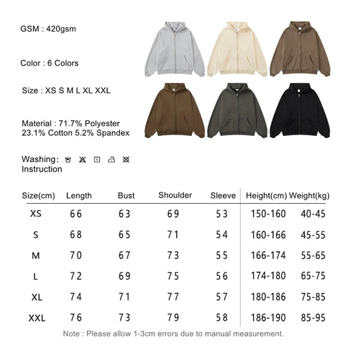 Obsidian Phoenix Luxury 420gsm Winter Heavyweight Zipper Fleece Hoodie