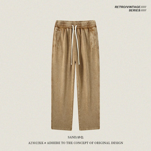 Obsidian Phoenix Unisex Luxury Batik Washed Pants - 420gsm Retro Loose-Fit Straight 100% Cotton Trousers