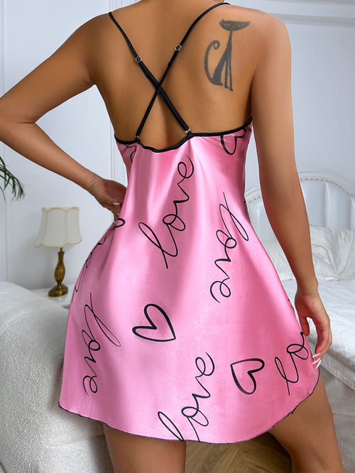 Obsidian Phoenix Women's Luxury Heart Print Nightdress