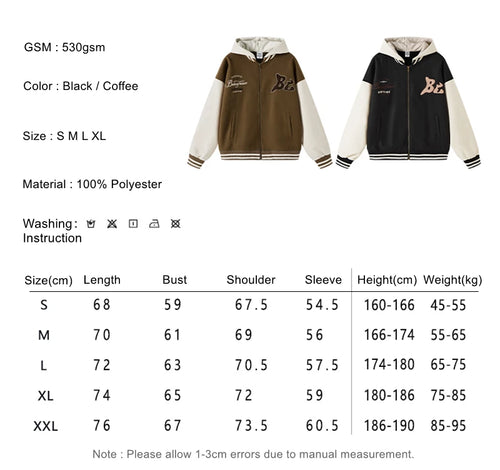 Obsidian Phoenix Unisex Luxury Retro Baseball Jacket - 530gsm Thick Cotton-Lined Hooded