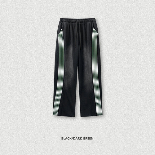 Obsidian Phoenix Unisex Luxury Ribbon Straight Pants - 350gsm 100% Cotton Loose-Fit Sport Trousers
