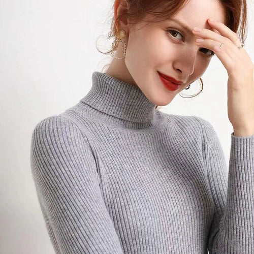 Celestial Comfort Women's Slim Fit Turtleneck Knitted Pullover Sweater - Celestial Comfort Clothing