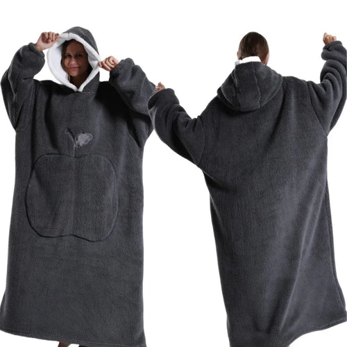 Obsidian Phoenix Super Long Flannel Blanket with Sleeves - Winter Hoodie Blanket Pullover