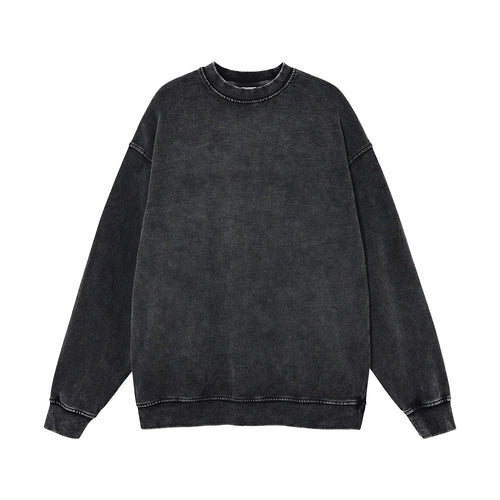 Obsidian Phoenix Retro Washed Cotton Knitted Sweater - Unisex Oversized Streetwear Sweatshirt