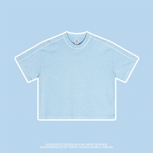 Obsidian Phoenix Kids' Luxury Washed T-Shirt - 250gsm Retro Hip Hop Loose-Fit Soft Tee for Boys and Girls