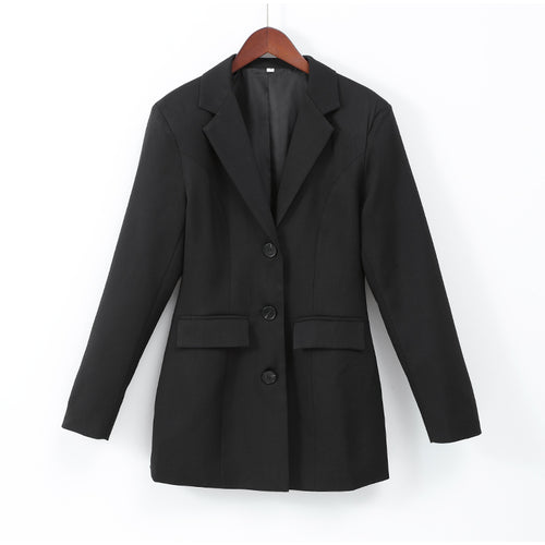 Obsidian Phoenix Black Blazer Mini Dress - Elegant V-Neck, Single-Breasted High-Waist Design, Perfect for Ladies' Commute Wear