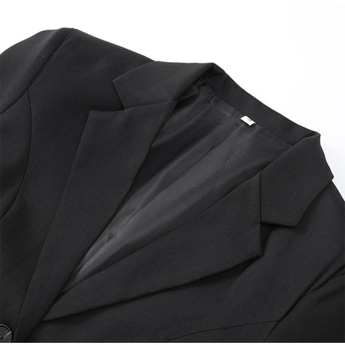Obsidian Phoenix Black Blazer Mini Dress - Elegant V-Neck, Single-Breasted High-Waist Design, Perfect for Ladies' Commute Wear