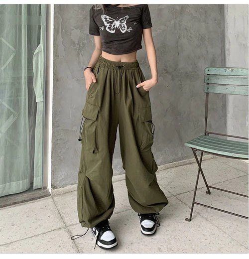 Celestial Comfort Vintage Fashion High Waist Baggy Cargo Pants - Celestial Comfort Clothing