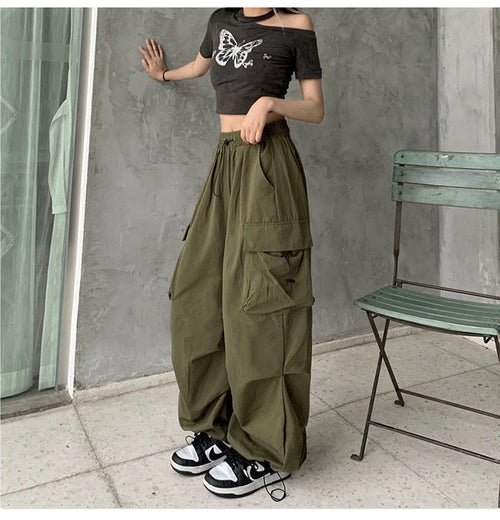 Celestial Comfort Vintage Fashion High Waist Baggy Cargo Pants - Celestial Comfort Clothing