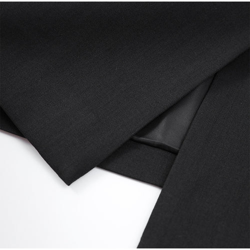 Obsidian Phoenix Black Blazer Mini Dress - Elegant V-Neck, Single-Breasted High-Waist Design, Perfect for Ladies' Commute Wear