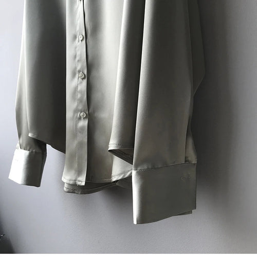 Celestial Comfort Vintage Silk Shirt - Button-Up Satin Blouse, Elegant Long Sleeve Office Top for Women - Celestial Comfort Clothing