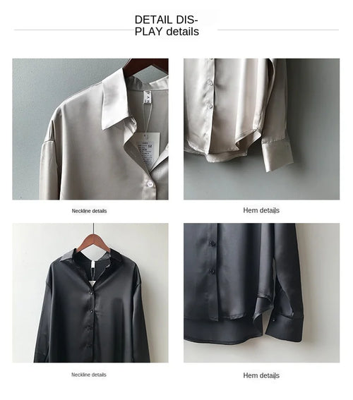 Celestial Comfort Vintage Silk Shirt - Button-Up Satin Blouse, Elegant Long Sleeve Office Top for Women - Celestial Comfort Clothing