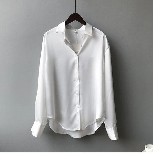 Celestial Comfort Vintage Silk Shirt - Button-Up Satin Blouse, Elegant Long Sleeve Office Top for Women - Celestial Comfort Clothing