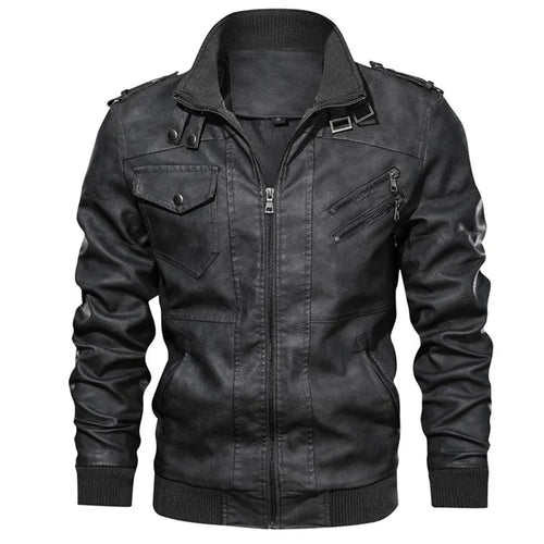 Obsidian Phoenix Men's Luxury PU Leather Jacket - Casual Motorcycle Biker Coat