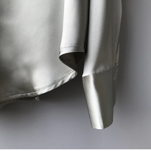 Celestial Comfort Vintage Silk Shirt - Button-Up Satin Blouse, Elegant Long Sleeve Office Top for Women - Celestial Comfort Clothing