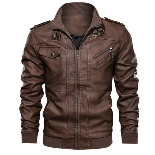 Obsidian Phoenix Men's Luxury PU Leather Jacket - Casual Motorcycle Biker Coat