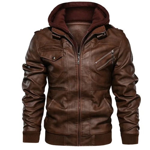 Obsidian Phoenix Men's Luxury PU Leather Jacket - Casual Motorcycle Biker Coat