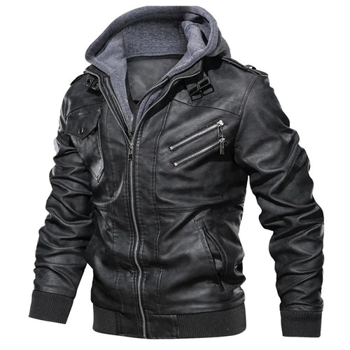 Obsidian Phoenix Men's Luxury PU Leather Jacket - Casual Motorcycle Biker Coat