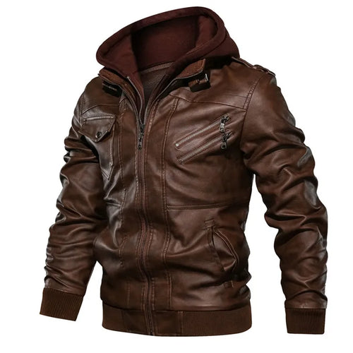 Obsidian Phoenix Men's Luxury PU Leather Jacket - Casual Motorcycle Biker Coat