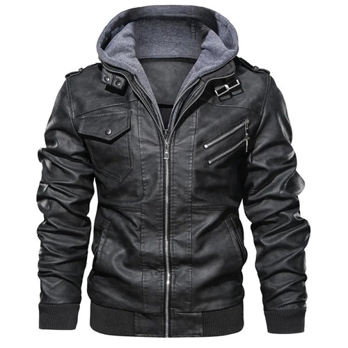 Obsidian Phoenix Men's Luxury PU Leather Jacket - Casual Motorcycle Biker Coat