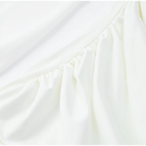 Celestial Comfort Backless White Long Sleeve Dress - Slim Fit, Pleated Elegant Design, Round Neck Evening Gown - Celestial Comfort Clothing