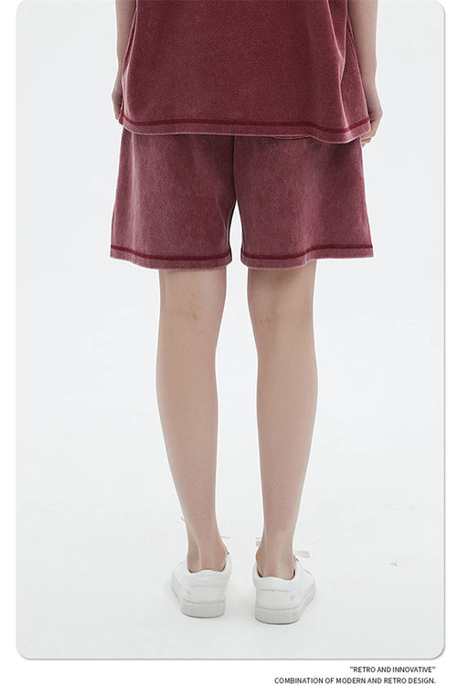Obsidian Phoenix Unisex Luxury Batik Washed Shorts - 400gsm High Street Knee-Length Cotton Shorts