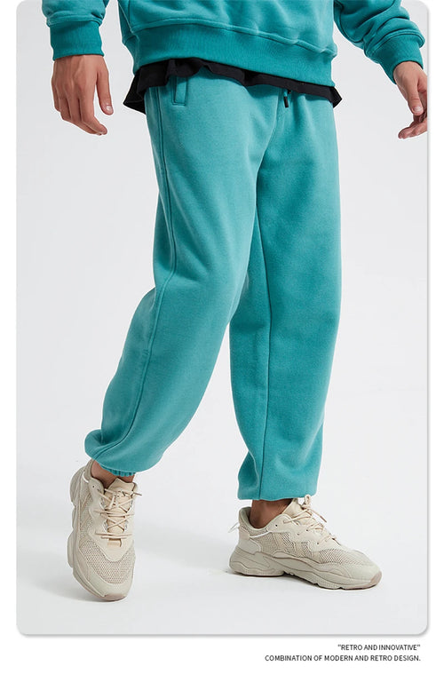 Obsidian Phoenix Unisex Luxury Fleece Sweatpants - 360gsm Loose-Fit Knitted Solid Tracksuit Pants