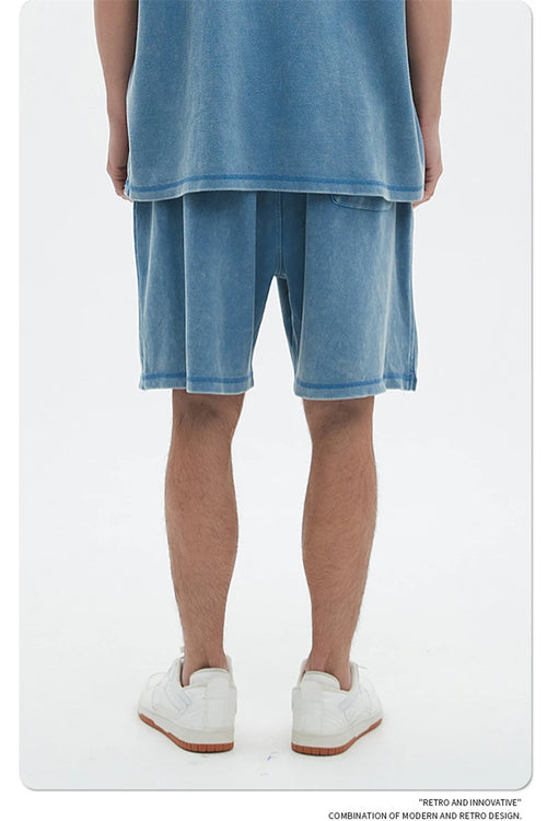 Obsidian Phoenix Unisex Luxury Batik Washed Shorts - 400gsm High Street Knee-Length Cotton Shorts