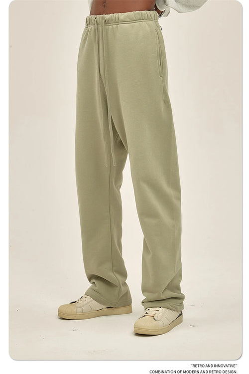 Obsidian Phoenix Unisex Luxury Loose Straight Pants - 365gsm Solid Drawstring Trousers