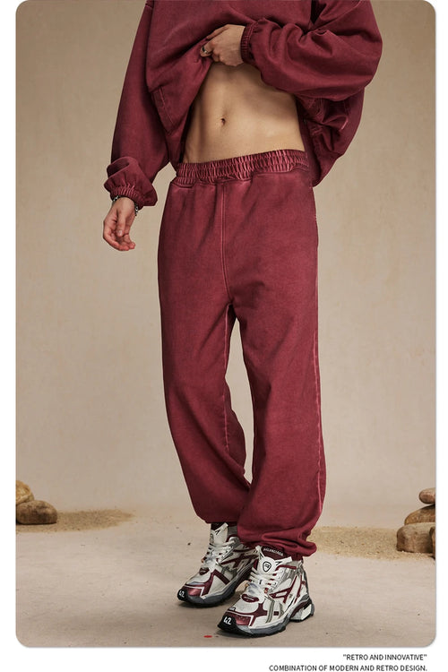 Obsidian Phoenix Unisex Luxury Washed Sweatpants - 450gsm Vintage Heavyweight Distressed Joggers