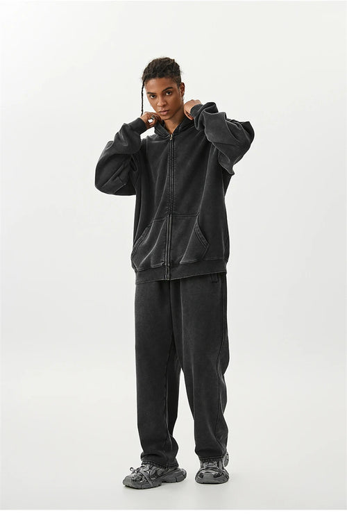 Obsidian Phoenix LuxuryWashed Fleec Hoodie - Oversized Sleeve 355gsm Winter Pullover