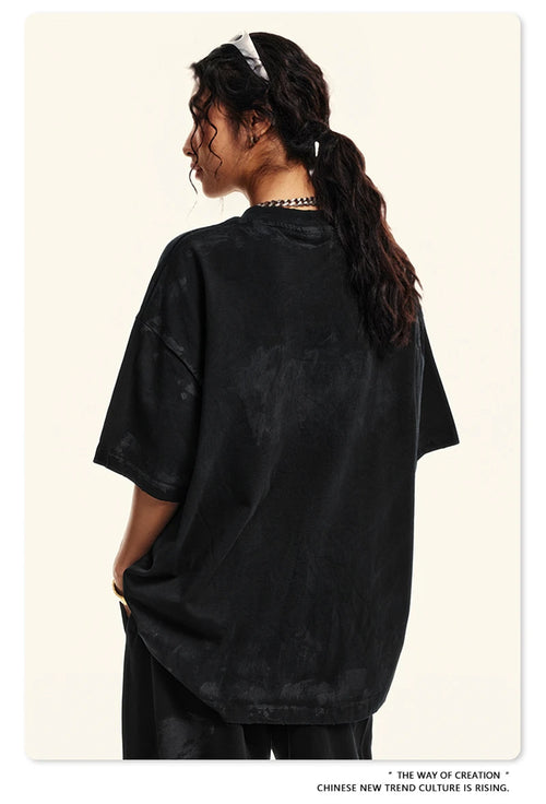 Obsidian Phoenix Unisex Luxury Paint Washed T-Shirt - 305gsm High Street Cotton O-Neck Tee