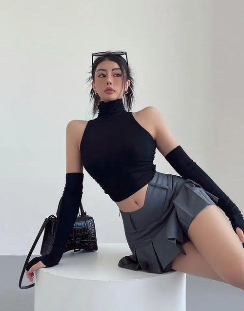 Celestial Comfort Turtleneck Crop Top - Oversleeve, Slim Fit Streetwear Tee - Celestial Comfort Clothing