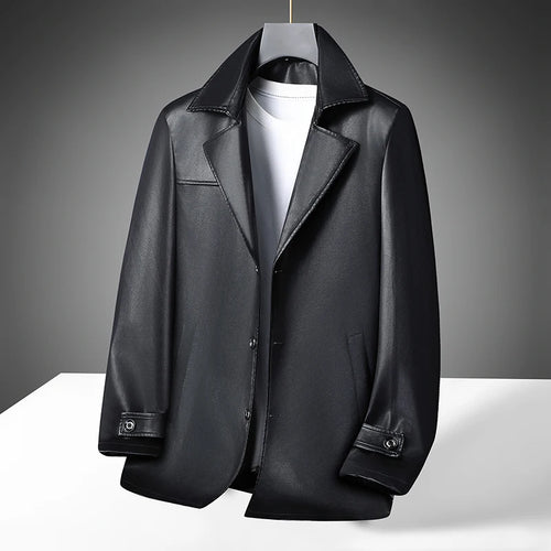 Obsidian Phoenix Luxury Business Casual Leather Blazer - High-End Loose-Fit Men’s Jacket in Sizes Up to 8XL