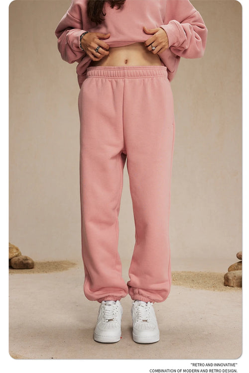 Obsidian Phoenix Unisex Luxury Solid Fleece Sweatpants - 400gsm Basic Loose-Fit Warm Joggers
