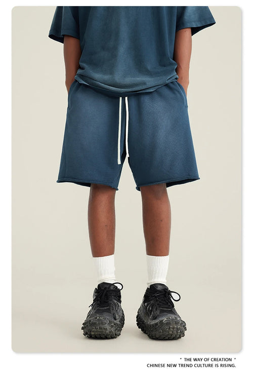 Obsidian Phoenix Unisex Luxury Solid Cotton Shorts - High Street Side-Slit Knee-Length Pants