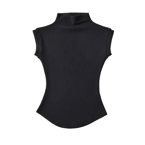 Obsidian Phoenix Women's Luxury Sleeveless Turtleneck Top