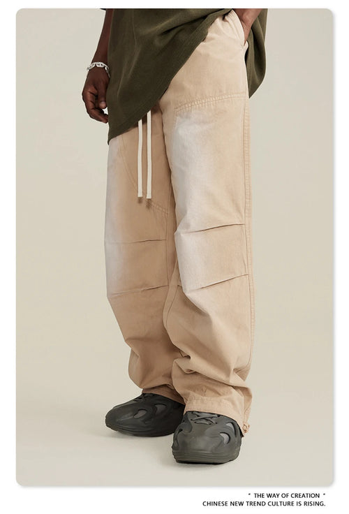 Obsidian Phoenix Unisex Luxury Monkey Washed Cotton Jogger Pants - 270gsm Loose-Fit High Street Cargo Trousers