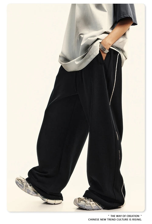 Obsidian Phoenix Unisex Luxury 100% Cotton Pants - 380gsm Oversized Straight-Leg Loose Trousers