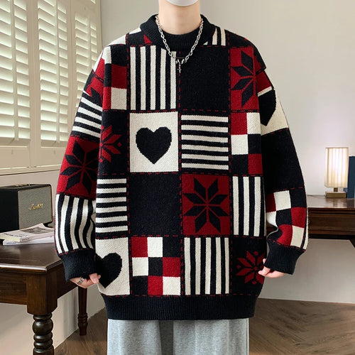 Obsidian Phoenix Luxury Cashmere Sweater - High-End Hip Hop Printed Men’s Christmas Jumper Pullover